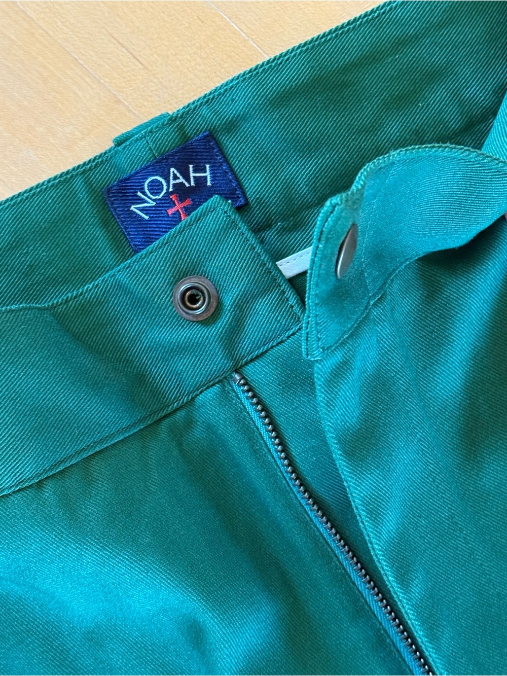 NOAH Teal Green Zip Front Pants
